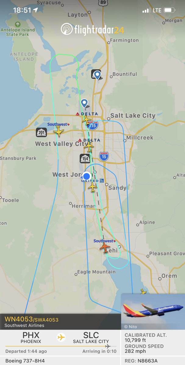 SLCScanner's tweet image. #Weather #Aircraft #GoAround #SLAirport Multiple aircraft are unable to land at the #SLAirpot. A lot of them have attempted to land and are had to go around.