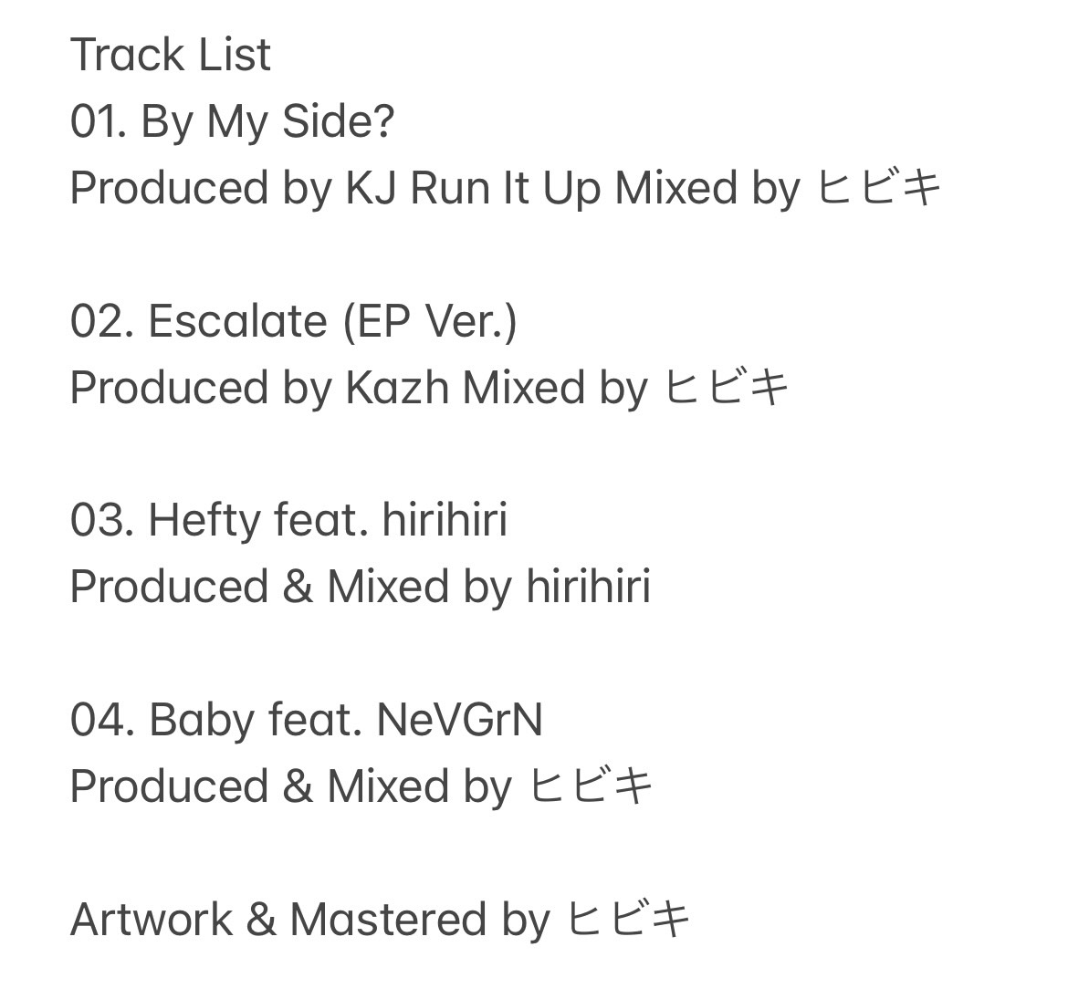hibikiii____'s tweet photo. 【Release Info】

Title : 20+1
Release Date : 2021/08/25
Format : Digital
Distributed by ULTRA-VYBE @ULTRAVYBE 

Track List
01. By My Side?

02. Escalate (EP Ver)

03. Hefty feat. hirihiri @hirihiri 

04. Baby feat. NeVGrN @ne_vgreen 

宜しくお願いします！ https://t.co/P19BEEd2XW