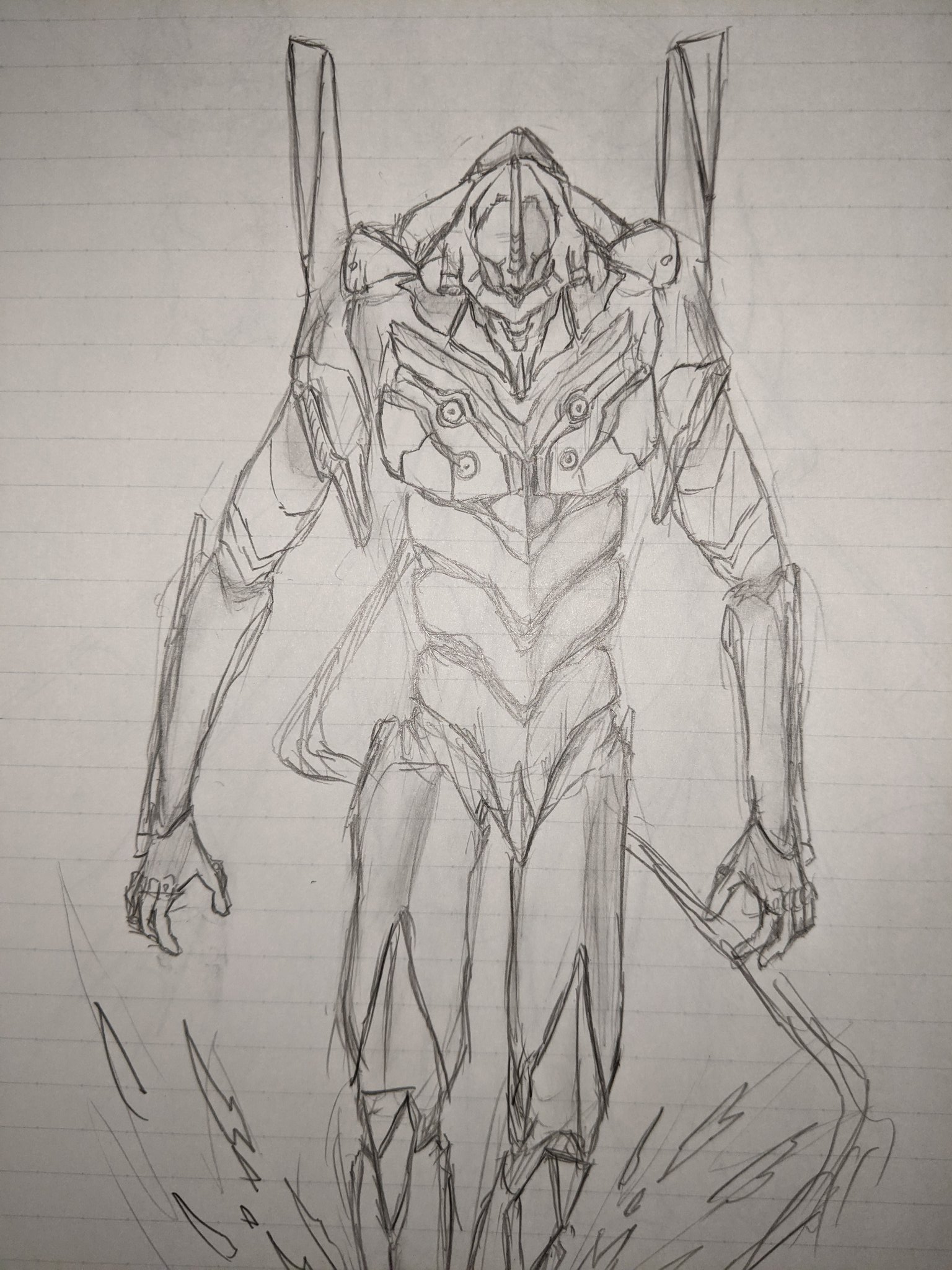 マス子 エヴァ初号機鉛筆でかいてみました これはこれで楽しい笑笑 エヴァンゲリオン T Co Zblz1gheoq Twitter