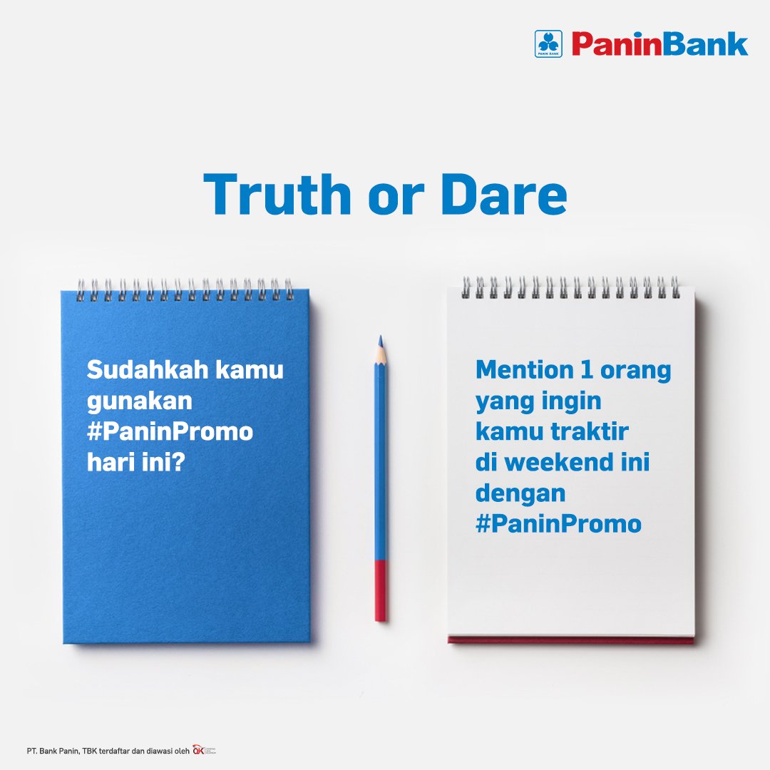 PaninBank's tweet photo. Hi Teman Panin, di weekend kali kita seru-seruan main truth or dare yuk! Kalau pilih truth langsung jawab pertanyaan di atas ya atau kalau kamu pilih dare langsung mention orang yang kamu ingin traktir dengan #PaninPromo! https://t.co/IxiSnatZEp