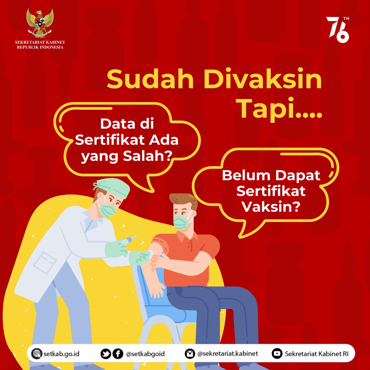 setkabgoid's tweet photo. Selamat pagi, Kawan Kabinet!

Untukmu yang sudah divaksin namun belum mendapatkan sertifikat vaksin atau ada data di sertifikat yang salah, simak infografik berikut ini, yuk!

#GrafiKabinet https://t.co/wyBhcUfM05