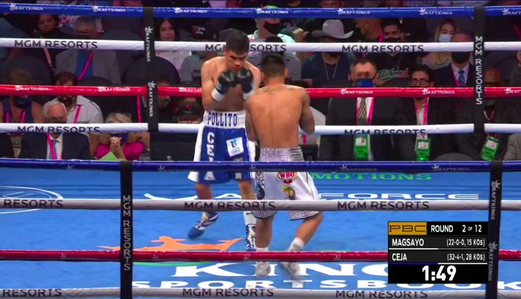 enjoyGLOBE's tweet photo. Just as Ceja thinks he's getting some good hooks in, Magsayo gives back with more of his own. #AtinAngLaban #AtinAngMundo #PacquiaoUgas https://t.co/f8pbu0GE5X