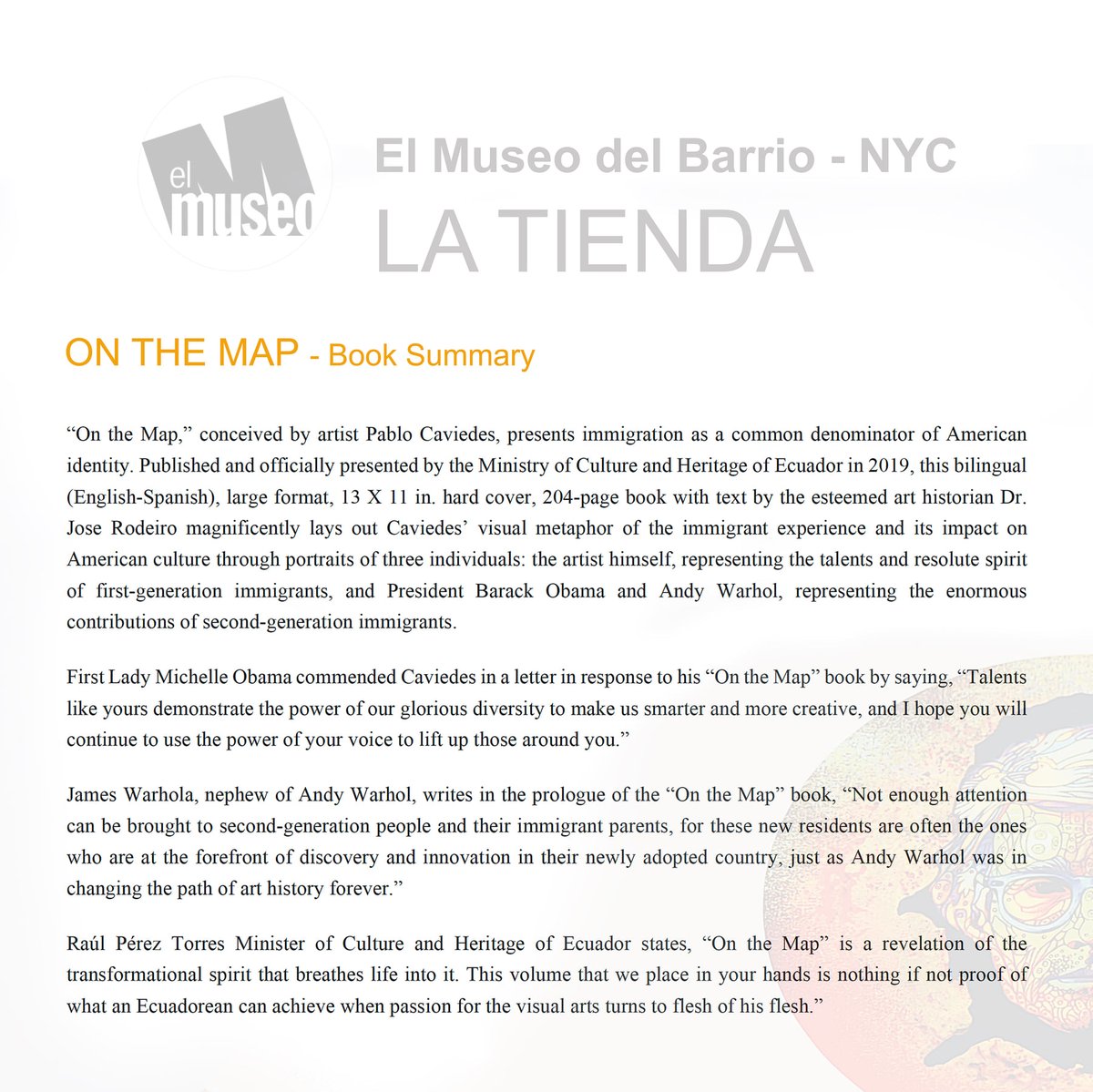 PabloCaviedes6's tweet photo. Dear friends, if you are interested in buying my book ON THE MAP, now can now find it at El MUSEO DEL BARRIO “La Tienda” at 1230 - 5th Ave, New York, NY 10029 https://t.co/PhlgaRQoNT