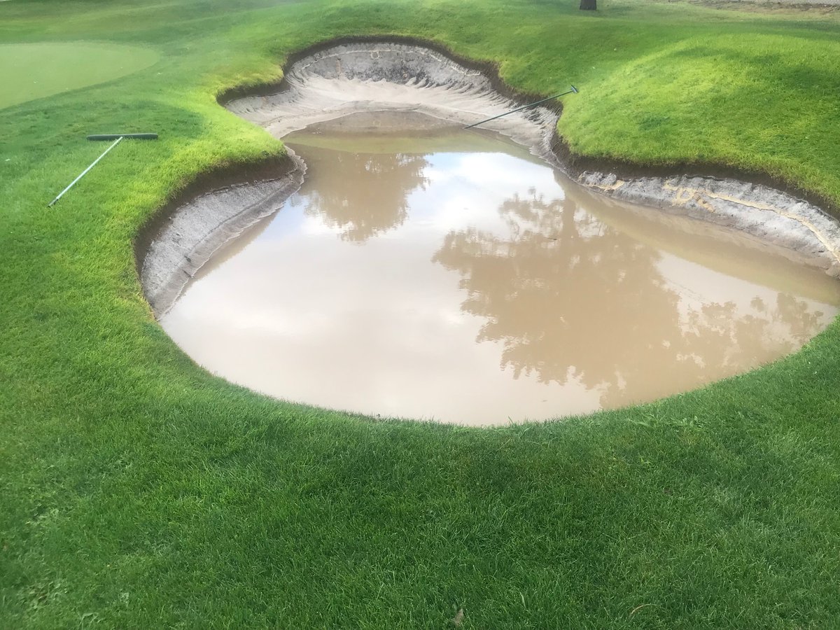 DillanJones6's tweet image. 3.5” of rain in less than a hour. Course is a mess. Clean up will begin tomorrow and greens aerification on Monday. Going to be a busy week.