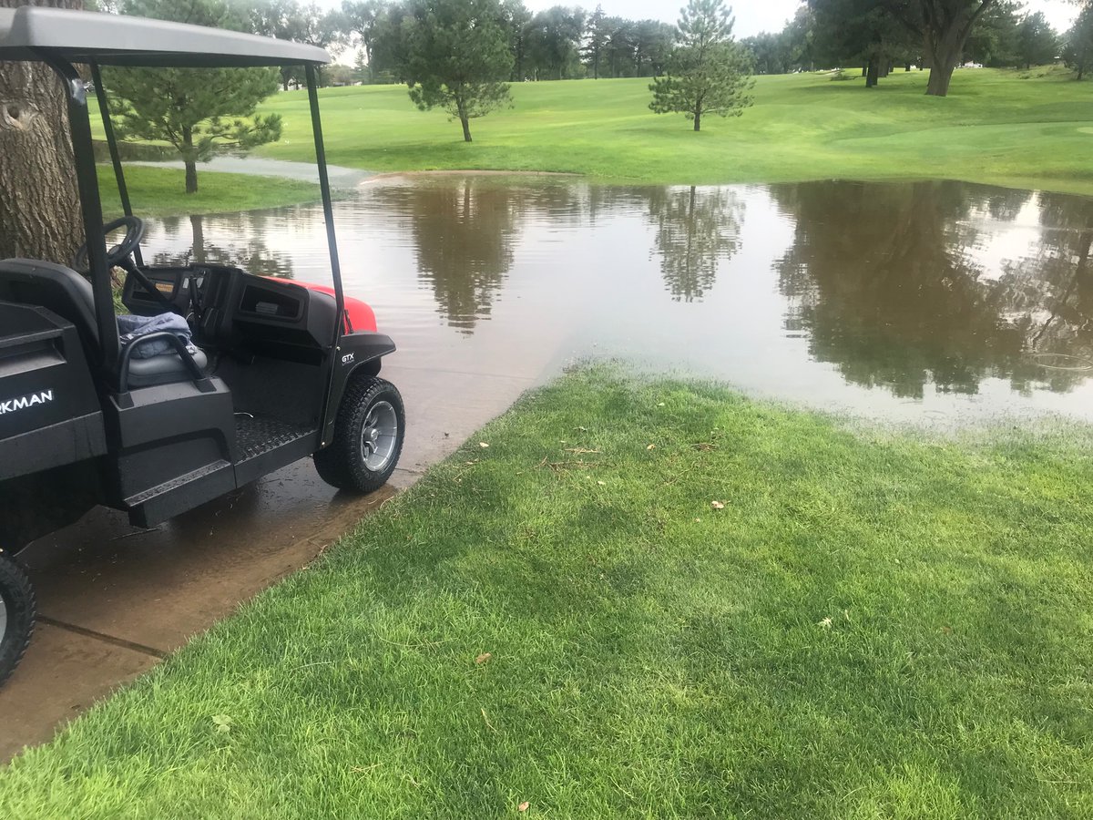 DillanJones6's tweet image. 3.5” of rain in less than a hour. Course is a mess. Clean up will begin tomorrow and greens aerification on Monday. Going to be a busy week.
