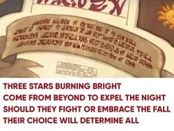 virodraws's tweet photo. @izzybeelled It’s from the prophecy thing but I’m wondering if calling it the night is just going with the star metaphor and it’s actually called something else entirely lmao 😭 the fandom wide embarrassment that would ensue https://t.co/tNZ1jbY50P