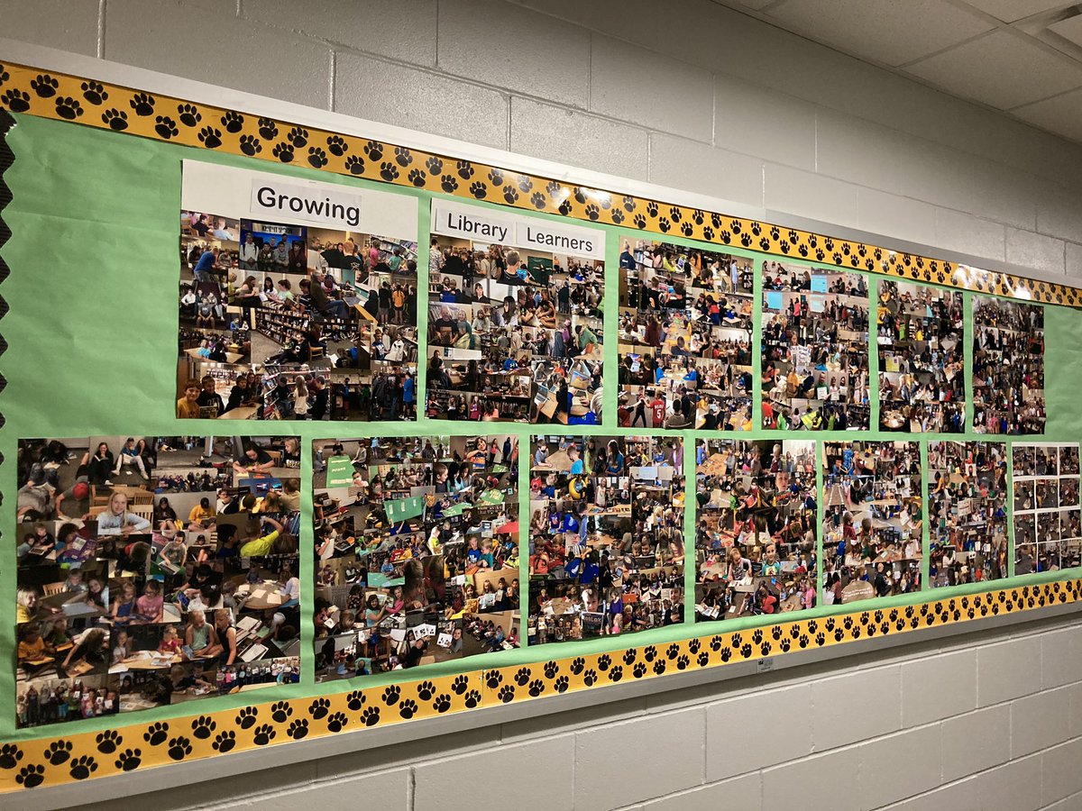 This fall, the back-to-school bulletin board shows how our library learners have grown over the several years with a poster for each grade level.
