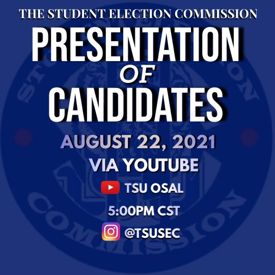 TSUOSA's tweet photo. The moment you been waiting on.  TSU25’ are you ready to meet the candidates? 🐯💙Tune into the presentation of candidates to get a glimpse of your future class leaders! ✅
#TSU25 #Checksup #YouTubeLinkInBio https://t.co/sBxrASWptC