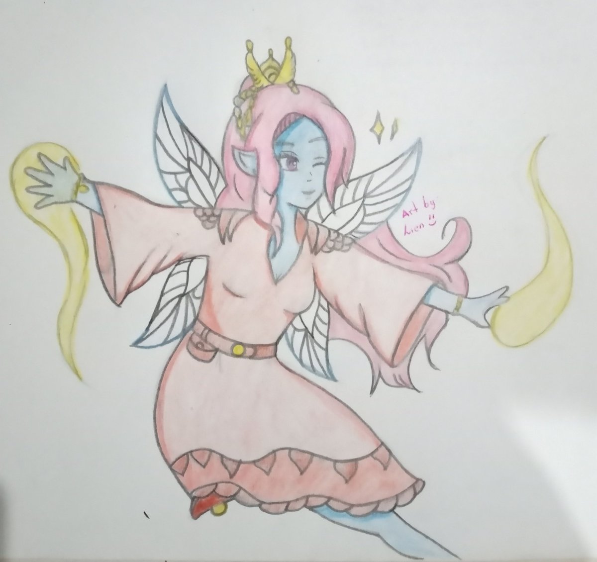 Y hoy en la sección "No tenía nada que hacer", un reto que ví en Tik Tok 👀. 
Aquí el diseño de mi hada 💙
Ignoren las manos, aún no las domino (?). Se llamará Saoirse 💙.

Sin Base/Without Base 
Diseño by <a href="/seshannyt/">🌾 Kiran 🌾</a>