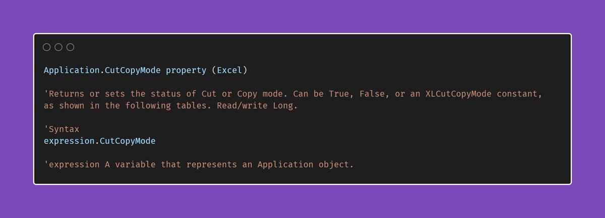 arromero491's tweet photo. Application.CutCopyMode property (Excel)
#VBAMacros #100DaysOfCode https://t.co/6sVJXS3wqv