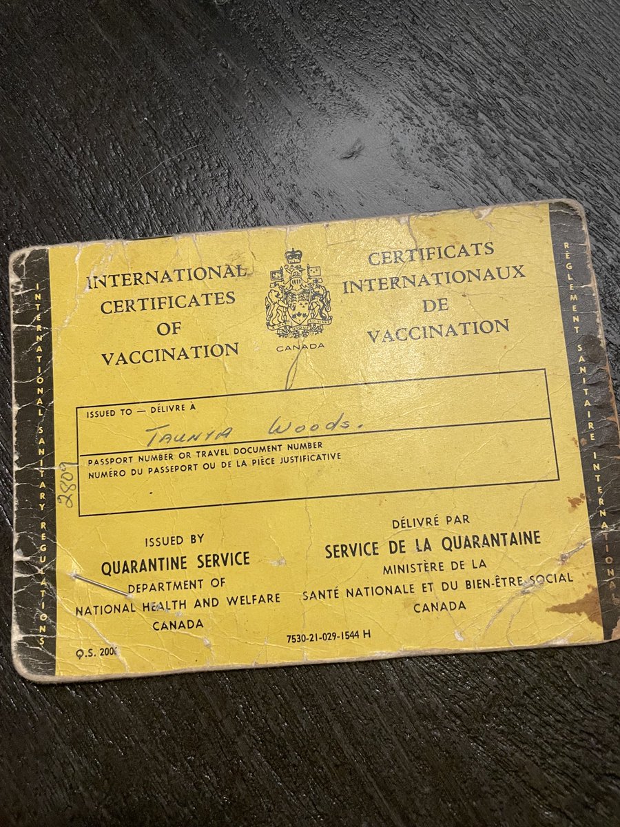 Anyone remember these? I’m well aware I’m dating myself, but I pulled this out recalling childhood memories of needing to travel with my “yellow” passport. 😳 #vaccinepassport #canada