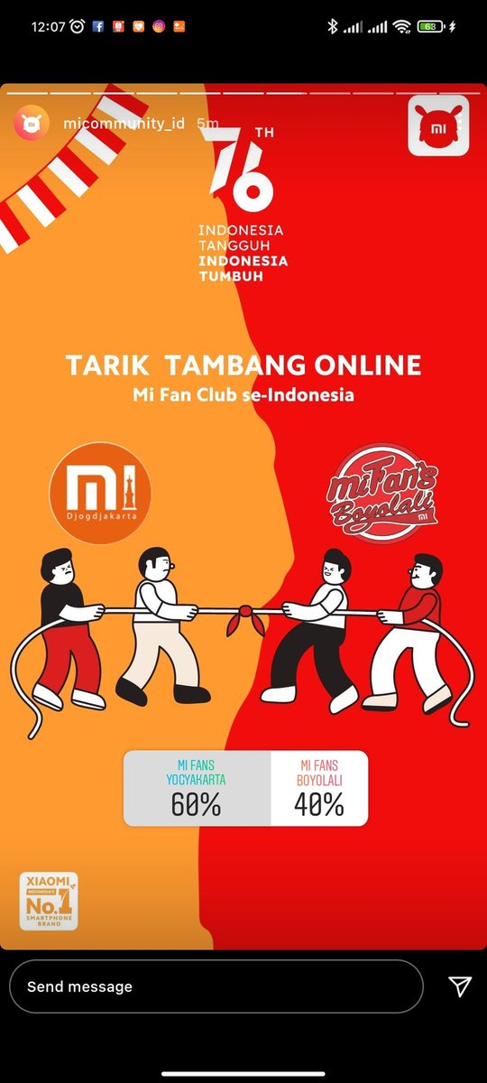 Yuk sudah dimulai VOTE..
Langsung meluncur ke IG Story micommunity_id..
Vote Mi Fans Yogyakarta 😁