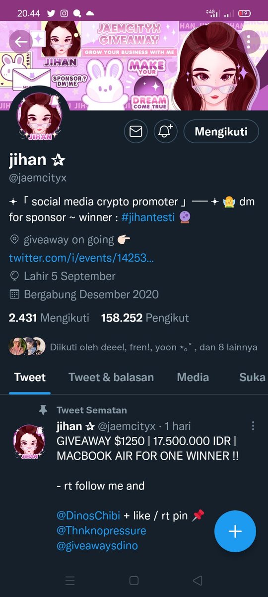 _akuini's tweet photo. @jaemcityx @iironmike Done yaa..
Semoga aku menang. Amin 🙏🏻 https://t.co/gopagNKQhd