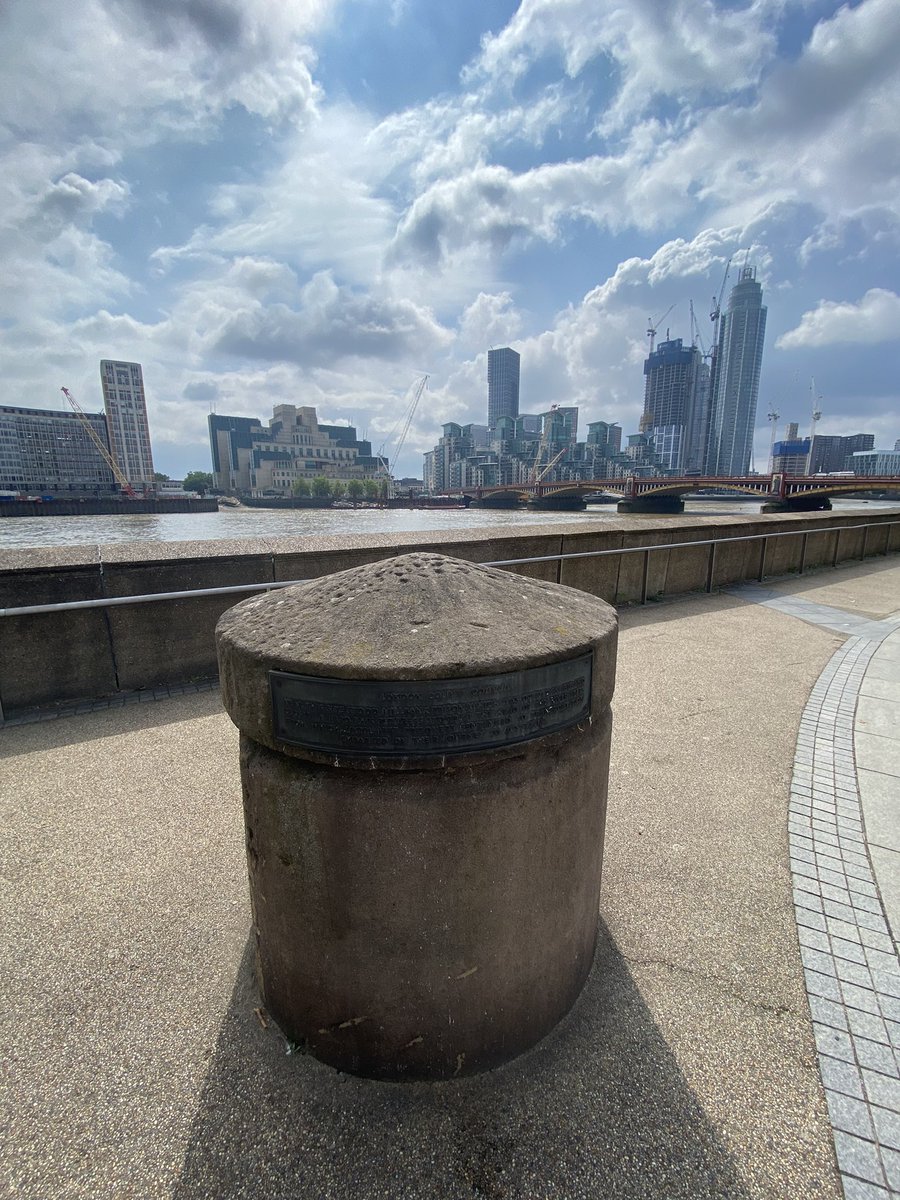 Glo2591's tweet photo. Original stone at the head of the steps where prisoners were boarded on ships to head off to Australia #Vauxall #Millbank #London https://t.co/vrnL1S9CnM