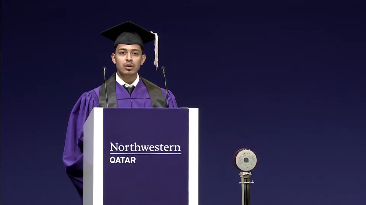 <a href="/NUQSU/">NUQSG</a> President Krishna Sharma encouraged the new class to use their time at <a href="/NUQatar/">Northwestern Qatar</a> to find what they are interested in and challenged them to “go to a film set even if you want to be a journalist; and try reporting on stories even if you are a communication major.”