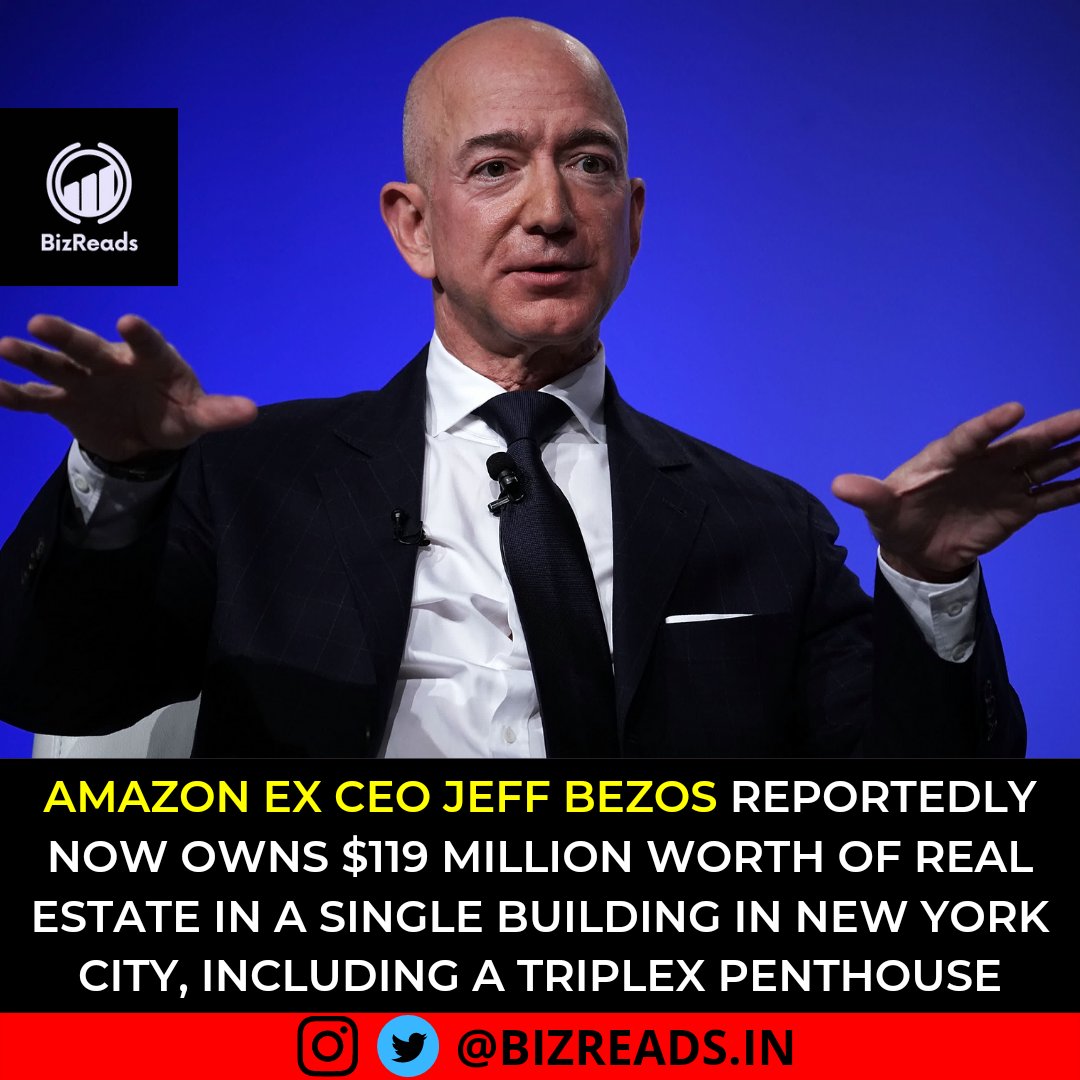 bizreadsin's tweet photo. Jeff Bezos reportedly now owns $119 million worth of real estate in a single building in New York City
#jeffbezos #amazonindia #amazonceo #amazonnews #amazonceojeffbezos #jeffbezosamazon #sharemarketindia
#indianbusiness #businessnews #stockmarket #sharemarketnews #sharemarket https://t.co/0UMxcqitG5