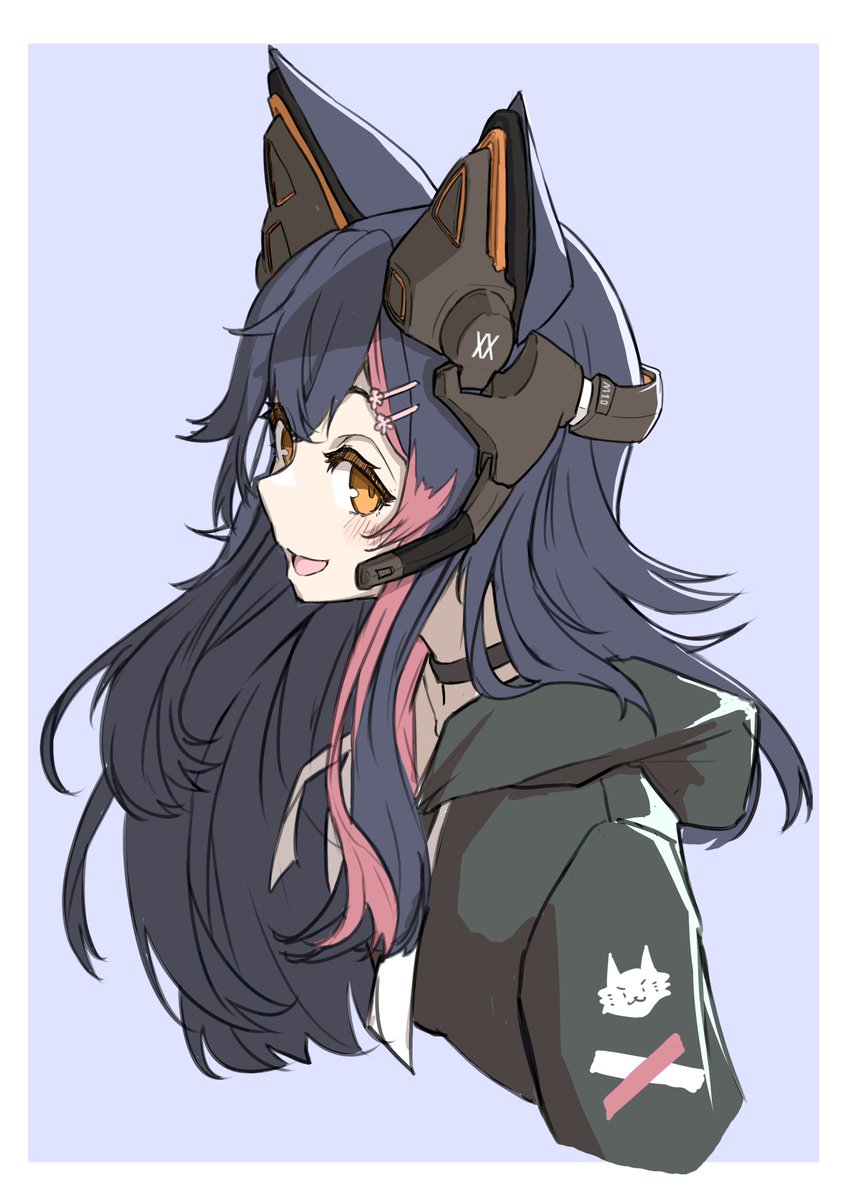 ookami mio 1girl solo animal ears hood black hair long hair streaked hair  illustration images