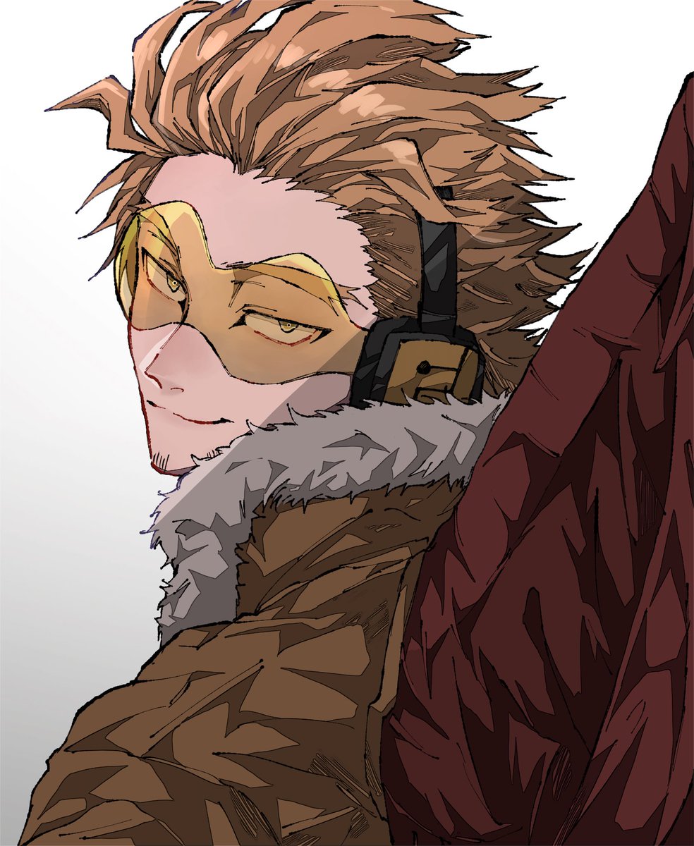 hawks (boku no hero academia) 1boy male focus solo wings blonde hair fur trim facial hair  illustration images