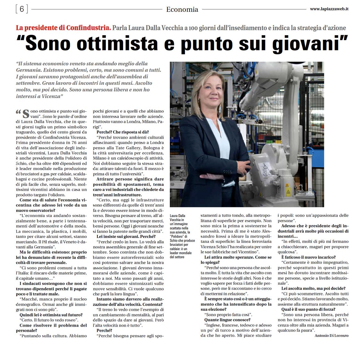 "Sono ottimista e punto sui giovani!". mia intervista su #ilvicenza <a href="/lapiazzaweb/">LA PIAZZA</a>