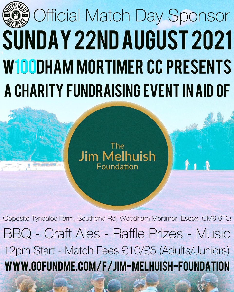 SophieMelhuish's tweet photo. The first of two events happening this month to help continue raising funds for the foundation. Pop in to watch some cricket and grab some food/drink. 🏏😎 @WoodiesCC https://t.co/83cRAaGpiT