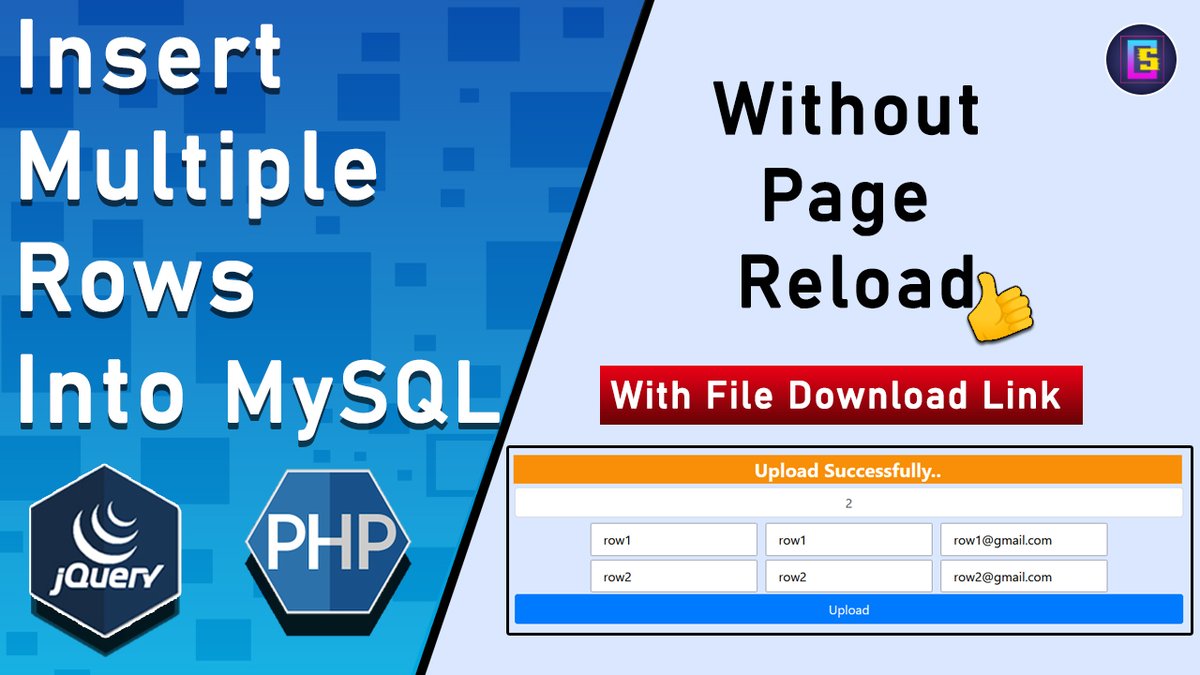 codingstudio_38's tweet image. How to Insert Multiple Rows Data using  jQuery and PHP ||Page Without R... youtu.be/GklFO3PQN5o 
#codingstudio #programming #coding #trend #trending #Funnyvideo #technology #lifestyle #trendingvideos #trendreels #webdeveloper #latestupdates #updates #education @codingstudio_38
