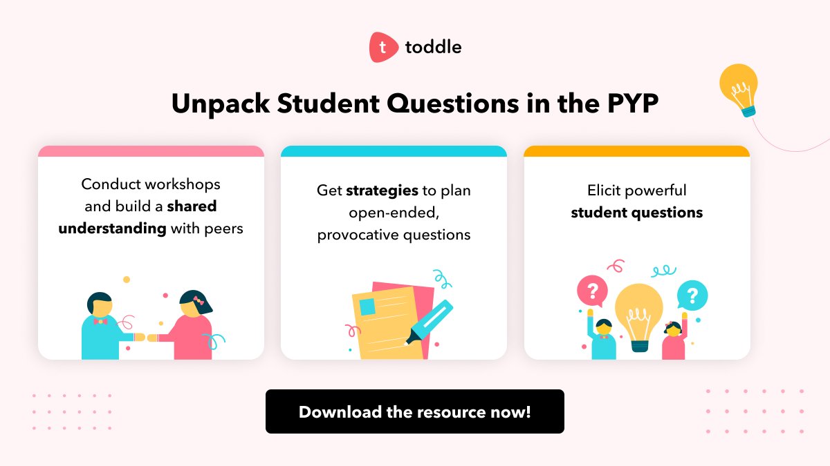 toddle_edu's tweet photo. In PYP’s inquiry-based pedagogy, asking good questions is everything! Check our brand new resource out and find ways to elicit meaningful student questions. Head to https://t.co/AbwM9wf3d0 now! 

#PYP #inquiry #Toddleapp https://t.co/wHBYvD7zPg