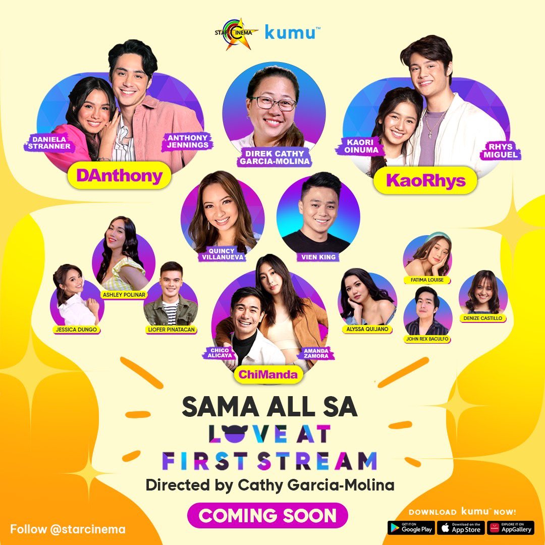 StarCinema's tweet photo. Lumaki na ang kumunity kasi SAMA ALL in the making of #LoveAtFirstStream!!! 😍💜 Tuloy ang saya with @starcinema on kumu so download kumu now for FREE para makisama! https://t.co/0JffidsIOD https://t.co/xgVc8hfrl9