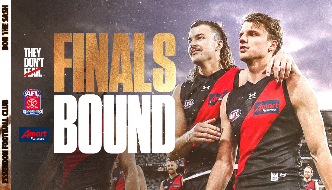 essendonfc's tweet photo. Our boys.
They don't fear.
Bring on finals footy.
#AFLFinals | #godons https://t.co/x1qRKLpoi4