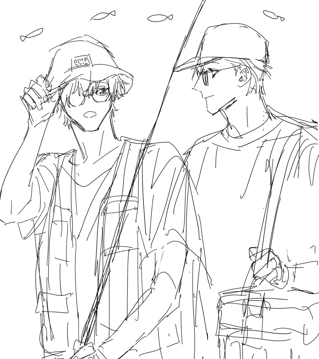 真夜中先生が銃独帽👒作ってくれたのでiPad練習がてら👔さんにモデルになってもらった 