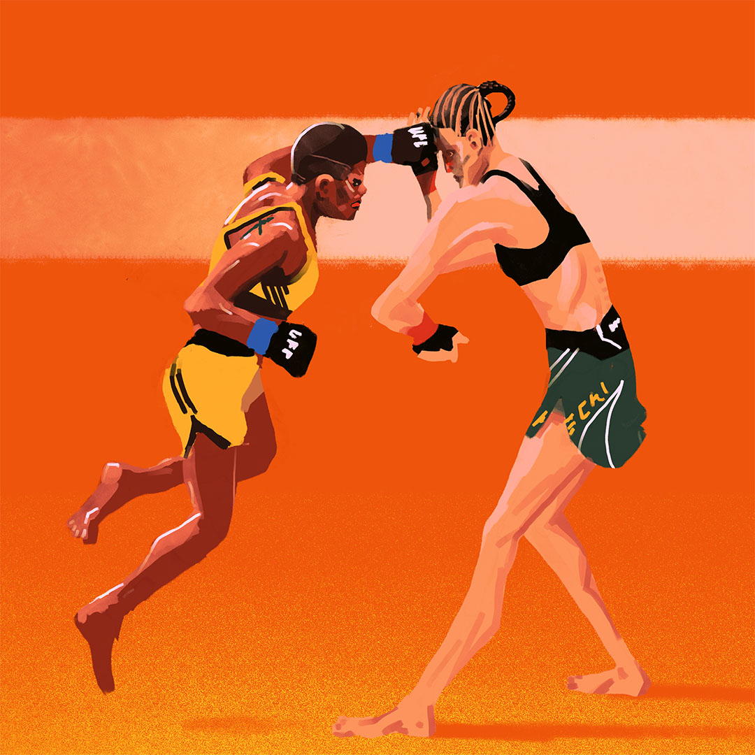 You gotta love #JosianeNunes (get her a twitter!) superman punching her way to victory over the considerably taller <a href="/BeaMalecki/">Bea Malecki</a> #UFCVegas34 #beamalecki #womensmma #bantamweight #figuredrawing