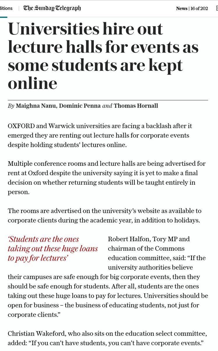 Some Universities open for business, just not the business of educating students offline 👉 <a href="/Telegraph/">The Telegraph</a> 👇