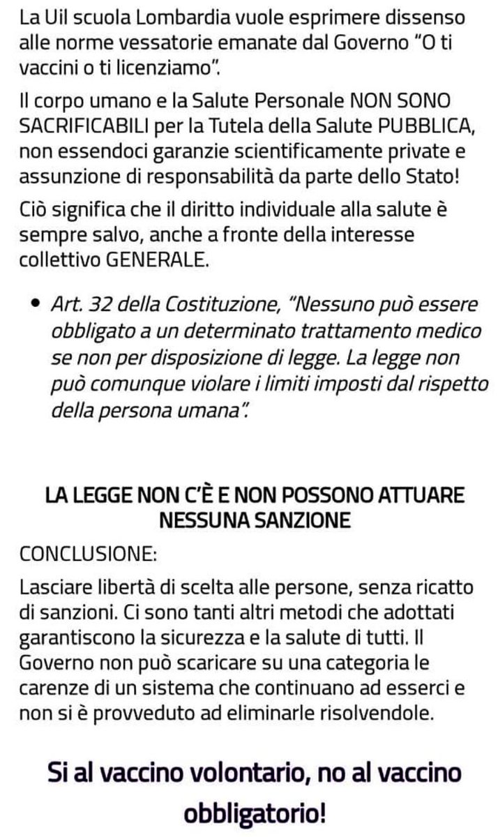 RobertoBurioni's tweet photo. Questo comunicato della UIL scuola è vero? Spero di no. @UILofficial https://t.co/f7i6XpxPy1