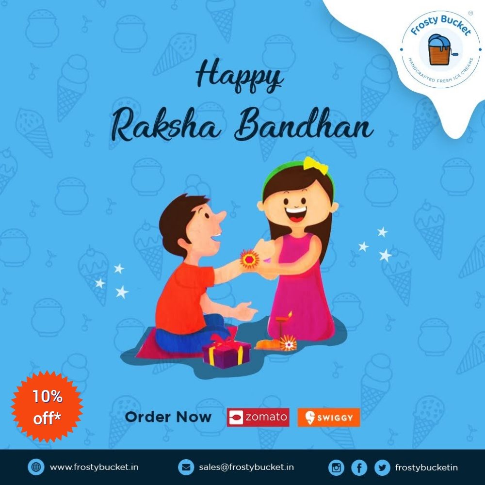 FrostyBucketIN's tweet photo. Happy #Rakshabandhan 🎁💛 

Celebrate #Rakhi with offers🍨
Call - 7977048914
or visit
https://t.co/ihdu58nDhr
https://t.co/8WhdcKaj4D
https://t.co/mu3d8pUaD4 

#FrostyBucket #HandCrafted #IceCreams
#Coolhad #Frostories #Frostasy #FrostShakes

#HappyRakshaBandhan #happyrakhi https://t.co/C9QfDjgigK