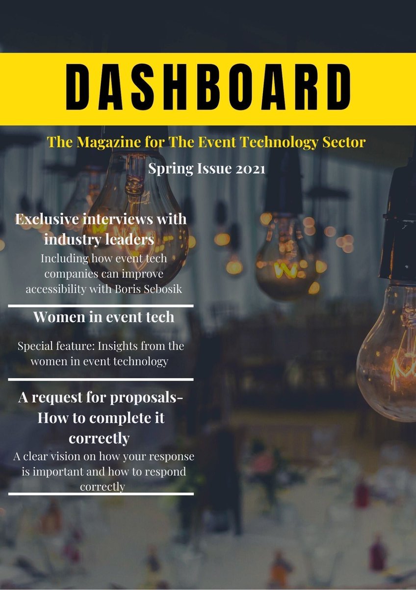theEventMind's tweet image. Dashboard is a quarterly magazine to provide event technology companies unbiased and valuable advice when it comes to growing and scaling within such a buoyant industry.

Download the first issue below for FREE!!! - buff.ly/2PrzW4v

#eventprofs #eventprof #eventmanagement