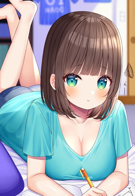 「お兄、勉強教えてよ〜💦」
と、勝手にベッドに突撃してくる妹ちゃん👀

#オリジナル 