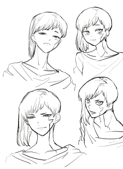 全部私が描いたけどこんな感じでいっつも絵柄というか顔つきがバラつく 