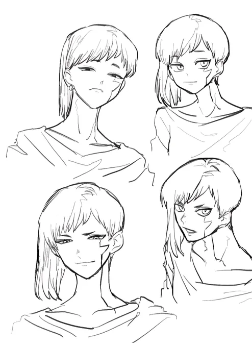 全部私が描いたけどこんな感じでいっつも絵柄というか顔つきがバラつく 