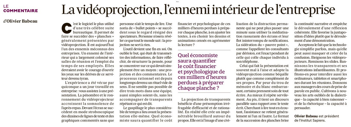 Le PauvrePoint, c’est nul. Qui peut encore l’ignorer ? (rediffusion de mon article des Échos de septembre 2019)