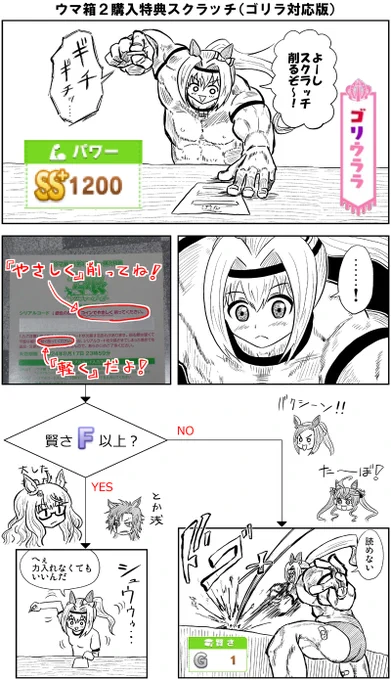 ウマ娘円盤のスクラッチをコインで削るウララちゃん描いた。
最終巻では今までより注意書きが増えているのだが、これは超パワーでコードまで削り落としてしまうゴリラが大量発生したことが原因だと囁かれている。
#ウマ娘 #ハルウララ 