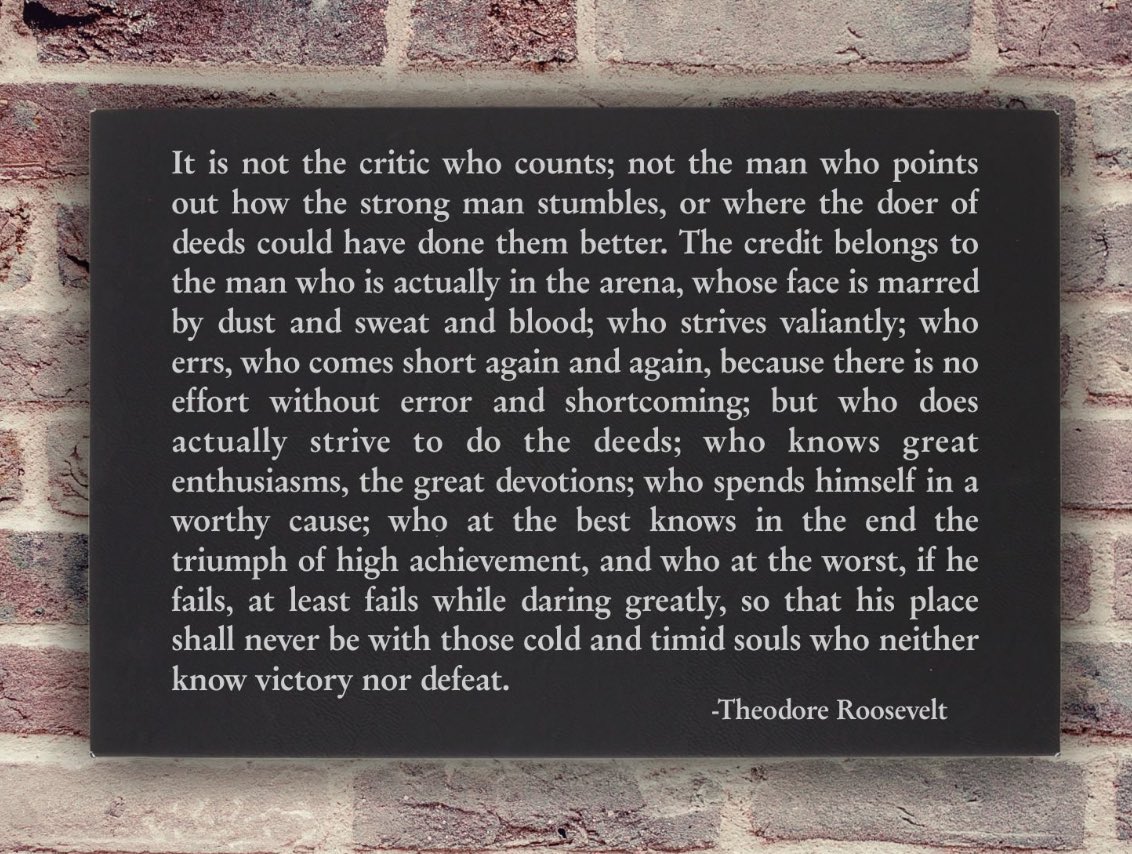 The Man In The Arena.
The people on the periphery that try to break your foundations. Don’t accept their poor advice. Their decisions are for their own gains and. they will be held accountable for their actions and will fall upon their own sword
<a href="/MindCharity/">Mind</a>