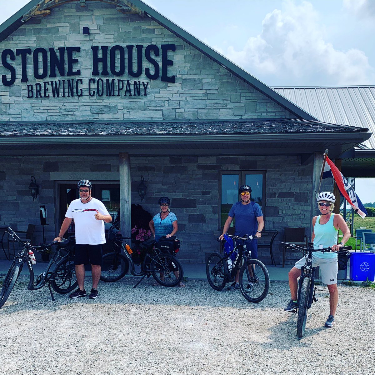 Great day for a 40 Km bike ride around Bayfield.  Always good to stop at Stone House for some rehydration.