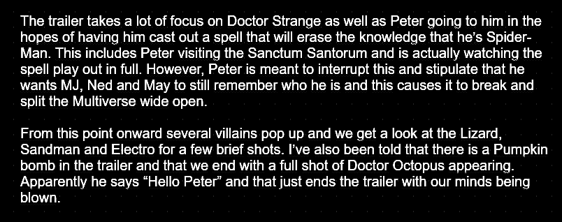 feliciahsrdysx's tweet photo. RUMOR: Possible Description of the #SpiderManNoWayHome Trailer! ( heavyspoilers via TikTok) https://t.co/GmxDbz6RyJ