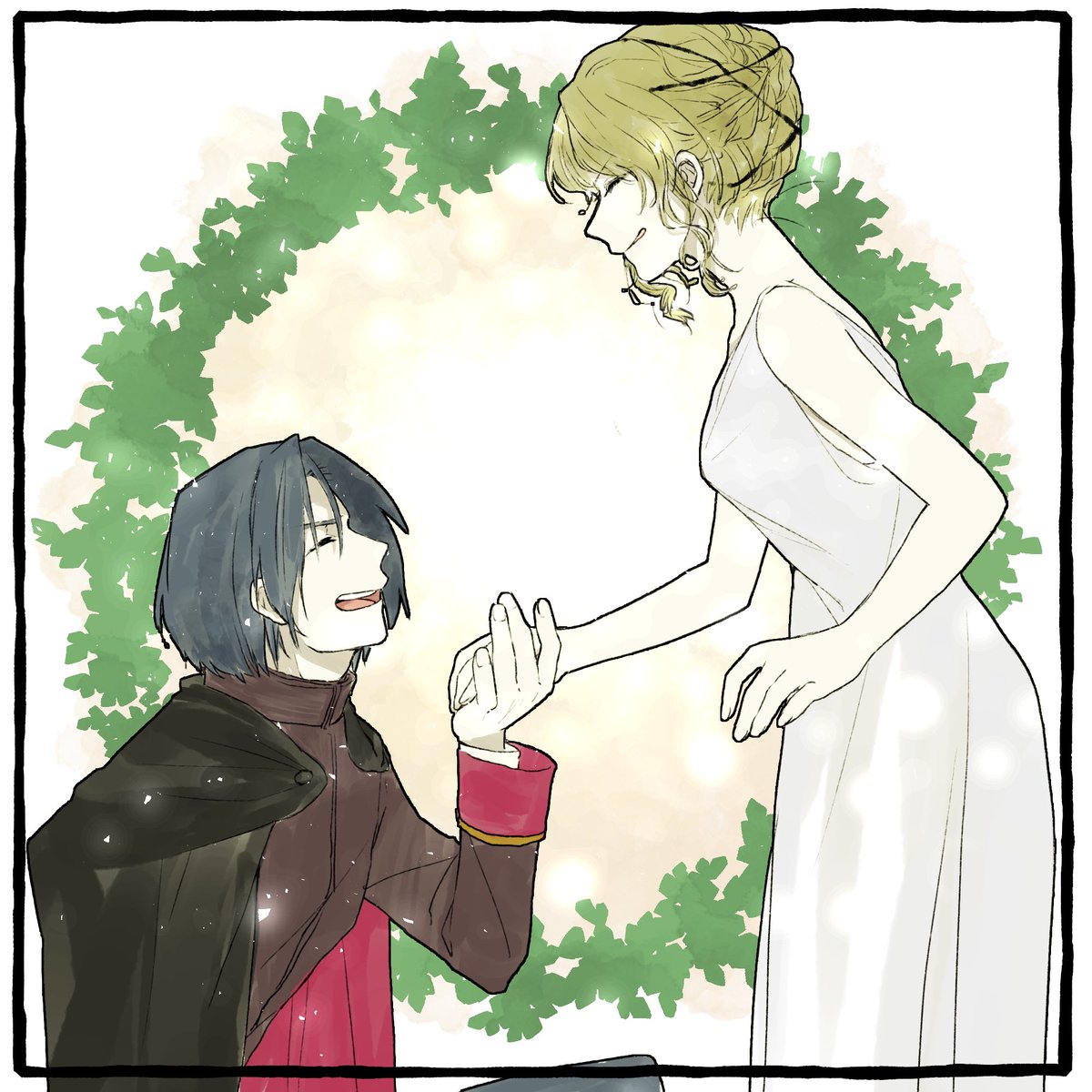 ウォルがリィに跪いて手にキスをする 戦女神がいないと始まらんからな ゆべしの漫画