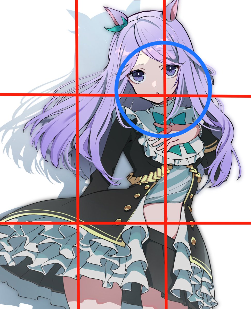 ウマ娘 このイラストも3分割法を用いています 前回と同様に縦横3分割して 交差した場 さきまる お仕事募集中 のイラスト