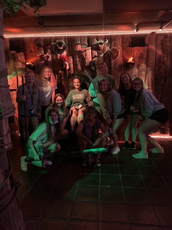AUFHWolves's tweet photo. Alvernia Field Hockey team building fun at Encrypted!  Viking Raid and Bikers Revenge, groups beat the clock!!! #whatrthediscsfor https://t.co/q6xsqrdwr6