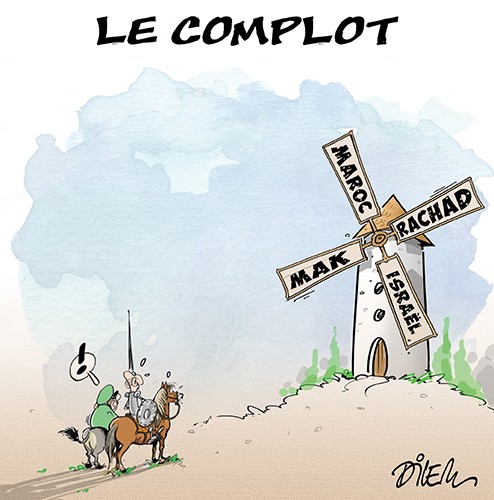 Tilting at windmills: In today's <a href="/JournaLiberteDZ/">Liberté</a>, Ali Dilem pokes fun at leaders' fixation on imagined enemies both within and beyond #Algeria's borders.