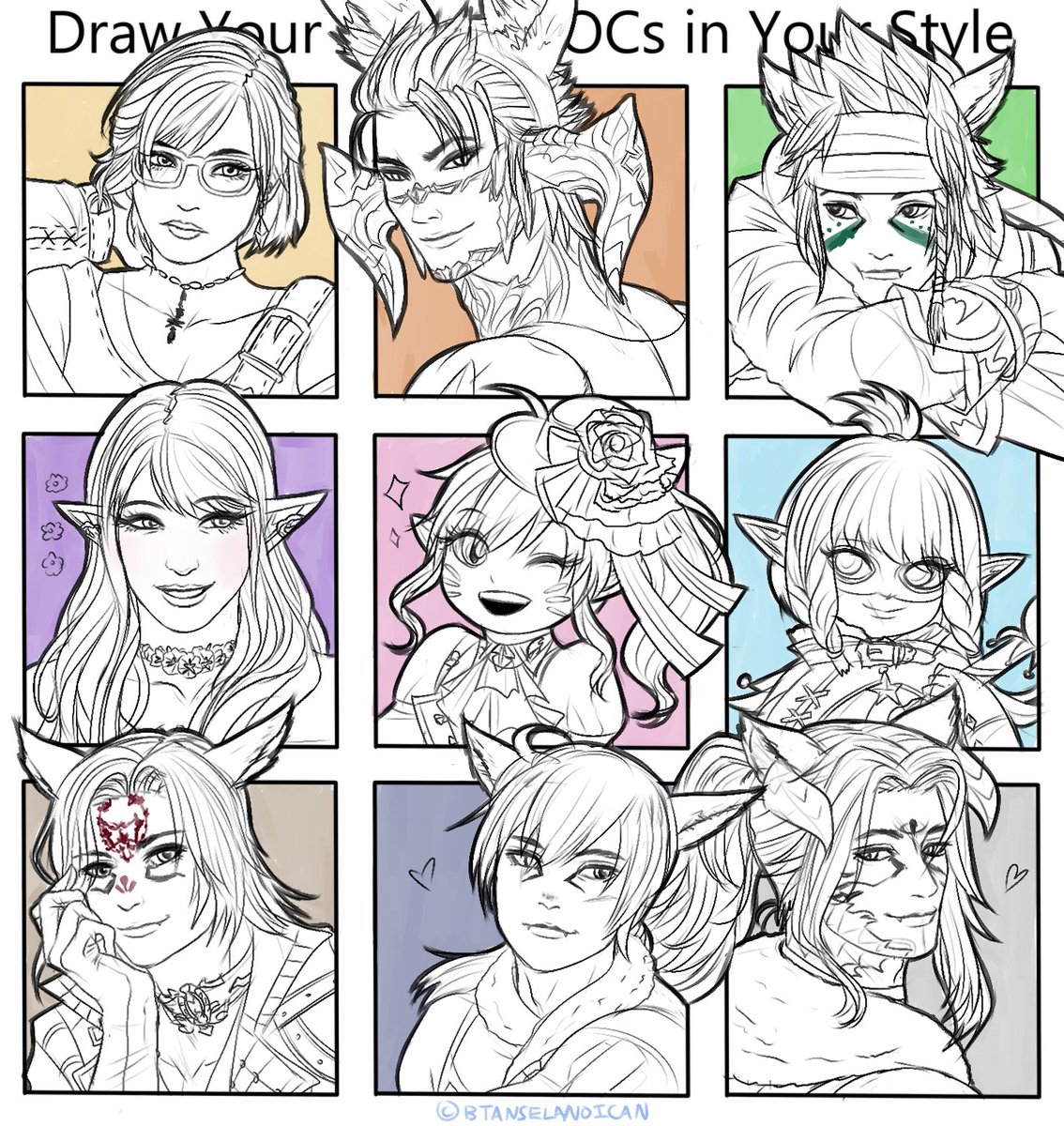 enough for NPC art, have my warm-up sketches of my amazing FC friends!!

#FFXIV #FF14 #FFXIVART #OC 