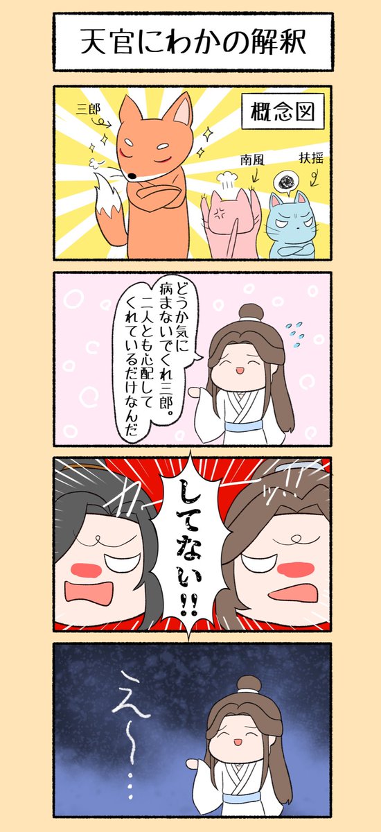 アニメ6話見たあたりから描きたかった、
三郎vs南風&扶摇の図と
謝憐😊😊😊
#天官賜福 #天官賜福アニメ 
#TGCF 