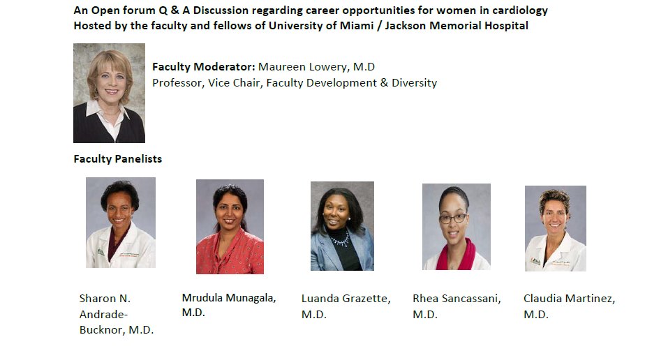 On behalf of the UM /JMH fellowship training program and the division of cardiology we invite you to our virtual informational Zoom session: Women in Cardiology Tuesday Aug 24, 2021, 7 pm Registration link: miami.zoom.us/meeting/regist…