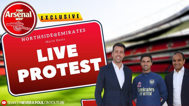 ⚽️ARSENAL BOYS LIVE  @ 15:30⚽️

#LIVEPROTEST ahead of the #ARSCHE game talking #Kroenke #Arteta our bad luck & all things #Arsenal 

Watch Here: m.youtube.com/watch?v=F_GHZR… 

With hosts @Marioblax & Chris with  @Ldnnorthside on the ground 

Subscribe 4 LIVE Chat! @NeveraFoul